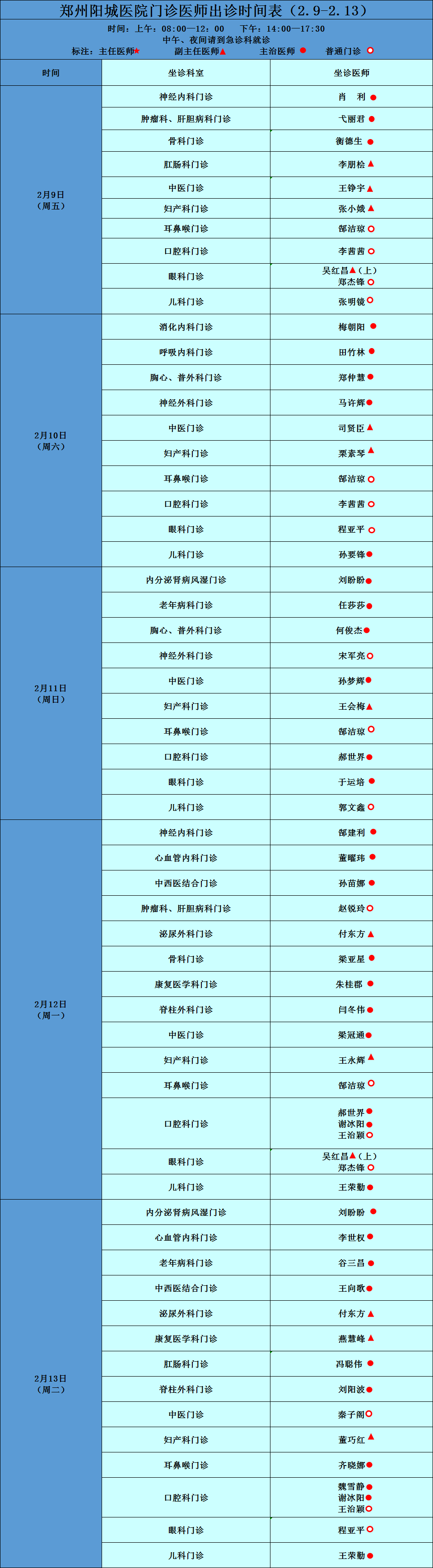 門診坐診信息 門診坐診信息
